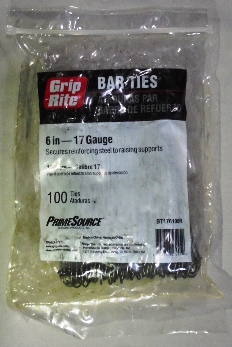 GripRite Black DoubleLoop Wire Ties, 6" Long, 17Gauge, Sold in Bags