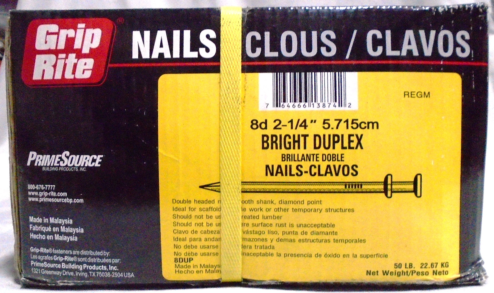 8D Brite Duplex Nails, 21/4" Long, 50Pound Pack 9201004 Kuhlman