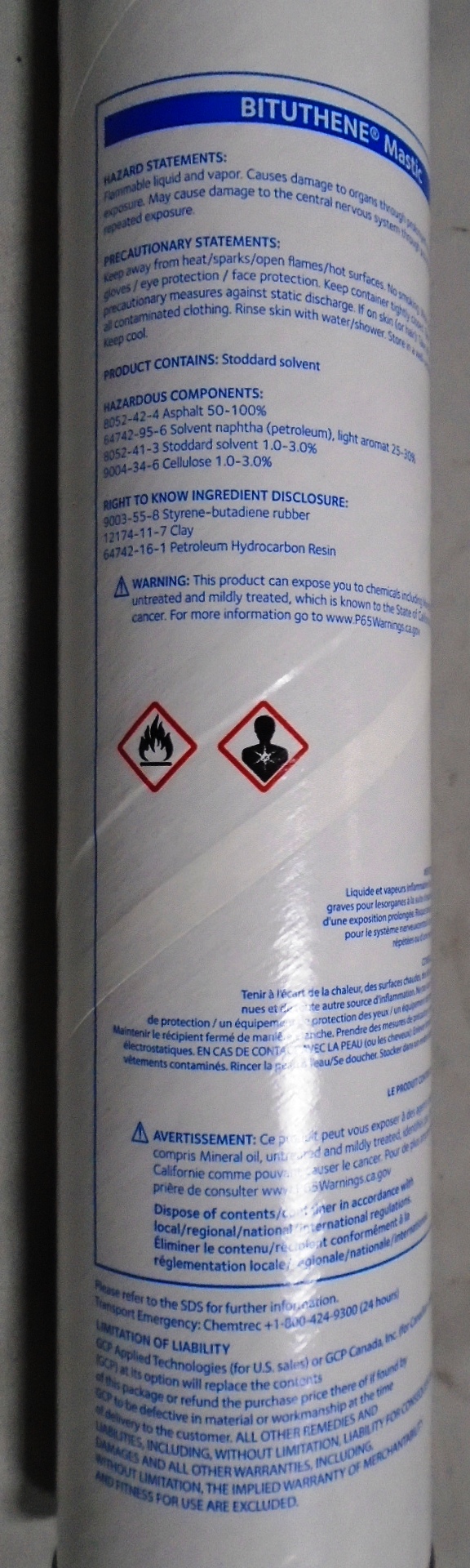 GCP Bituthene Mastic Membrane, 30Ounce Tube 9212929 Kuhlman Direct