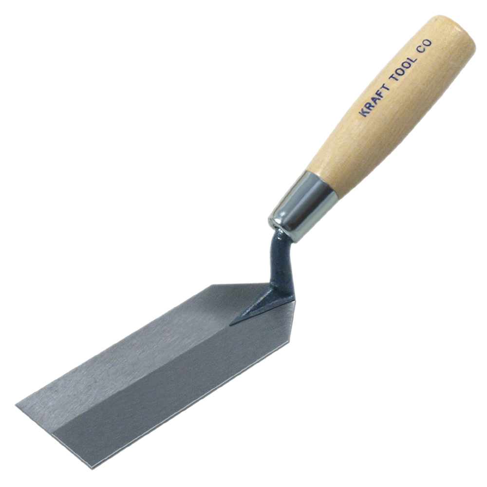 Kraft Tool Margin Trowel, 5" L x 2" W Blade, with a Wood Handle