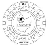 East Jordan 1020A Solid Cover Northwestern Water & Sewer District Logo Sanitary, Black Coated