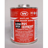 Whitlam Low-VOC PVC Cement, Clear Medium Bodied, 32-Ounce Container