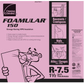Owens Corning Foamular 150 Rigid Foam Insulation, 1.5" T x 48" W x 8' L, R-7.5 Insulation Value, Scored with a Square Edge