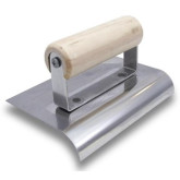 Marshalltown Stainless-Steel Hand Edger with Wood Handle, 6" L x 4" W, Straight End, 7/8" Lip Length