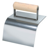 Kraft Tool Stainless-Steel Curb Tool, with Wood Handle,  6" L x 5" W, 2" Radius, 2-1/2" Lip