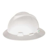 V-Gard Full-Brim Hard Hat in White, with Ratchet Suspension