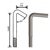 Dayton Superior D1LA Hook Bolt, Non-Galvanized Steel, 1/2" Diameter x 4" Long