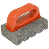 Kraft Tool Fluted Rubbing Brick, 20-Grit, 6" L x 3" W x 1" D Brick, with Contoured Plastic Handle