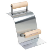 Kraft Tool Stainless-Steel Curb and Gutter Tool, with Wood Handles, 6" Wide, 2"-Radius Curb, 90-Degree Gutter
