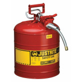 Justrite Type II Red Galvanized-Steel Safety Gas Can for Use with Flammable Liquids, 5-Gallon Capacity